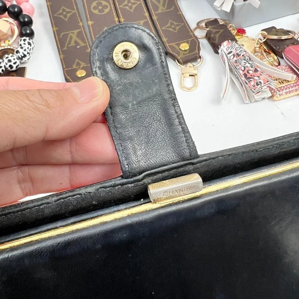 Chanel Black Caviar Leather CC Logo Long Wallet